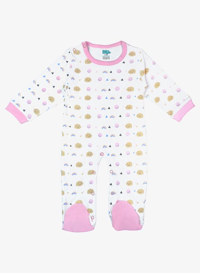 Babies Basic 5-Piece 100% Cotton Bib, Romper, Mittens, Cap and Sleepsuit Set - Image 2